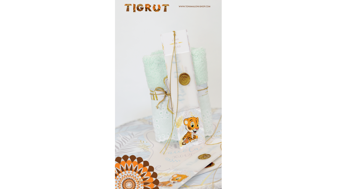 Trusou de botez cu broderie personalizata pentru baieti, Little tiger 5